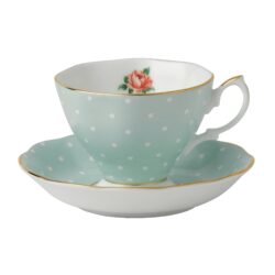 Polka Rose Teacup and Saucer Boxed