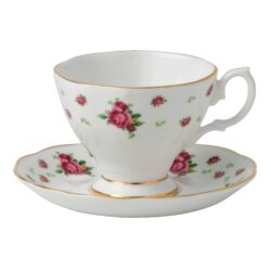 New Country Roses White Teacup and Saucer